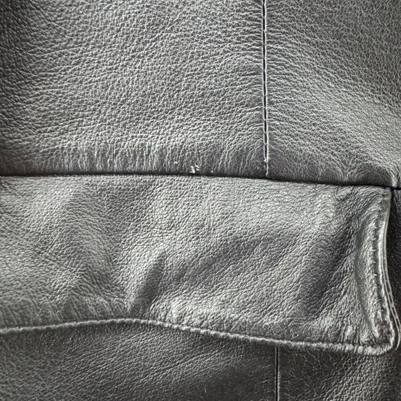 VTG Bagatelle Jacket Womens Plus 16W Black Leather 2 Button Front Pockets Lined - Picture 16 of 16